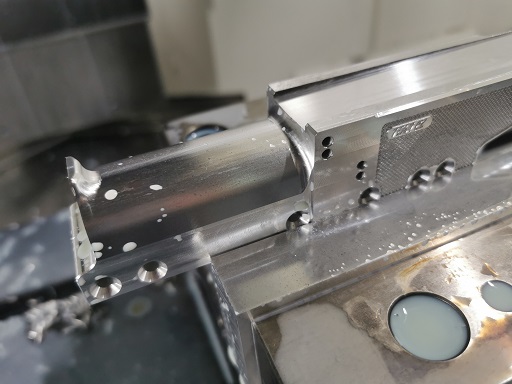 Pistol shroud mounted on CNC machine